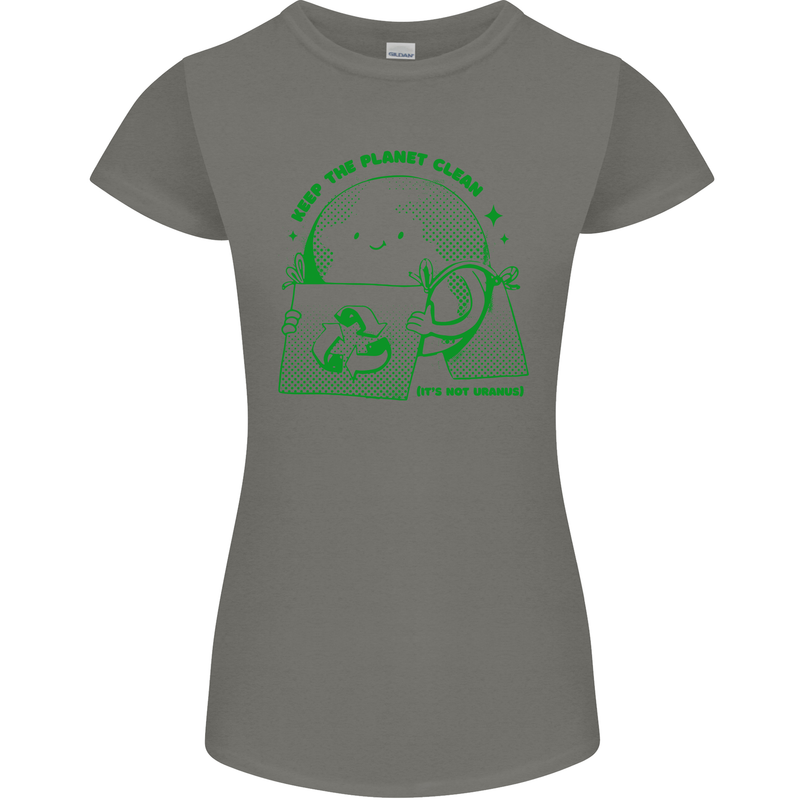 Climate Change Keep the Planet Clean Womens Petite Cut T-Shirt Charcoal