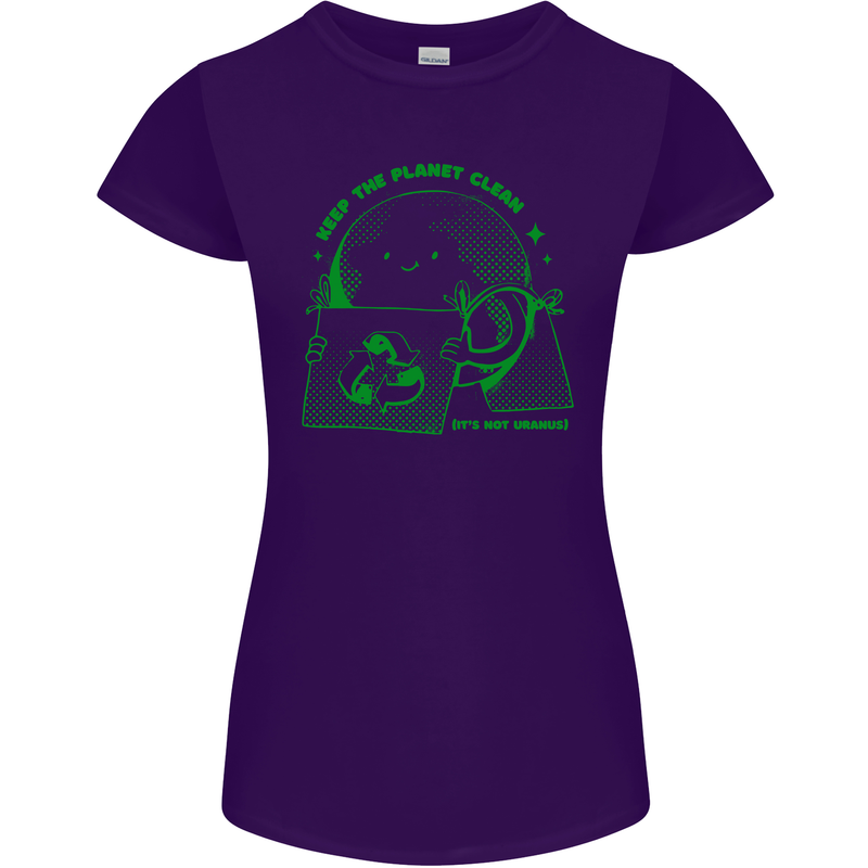 Climate Change Keep the Planet Clean Womens Petite Cut T-Shirt Purple