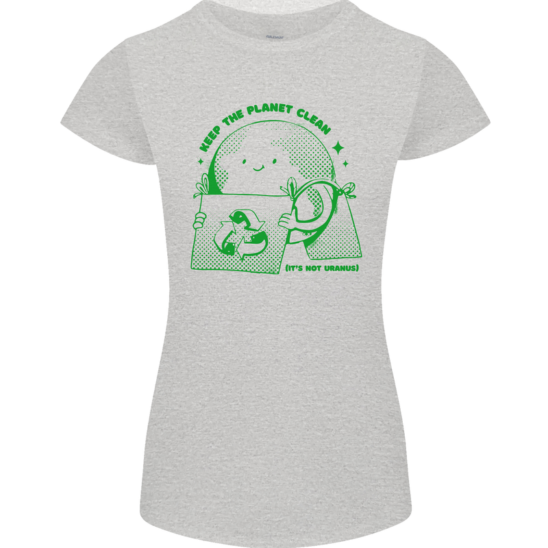 Climate Change Keep the Planet Clean Womens Petite Cut T-Shirt Sports Grey