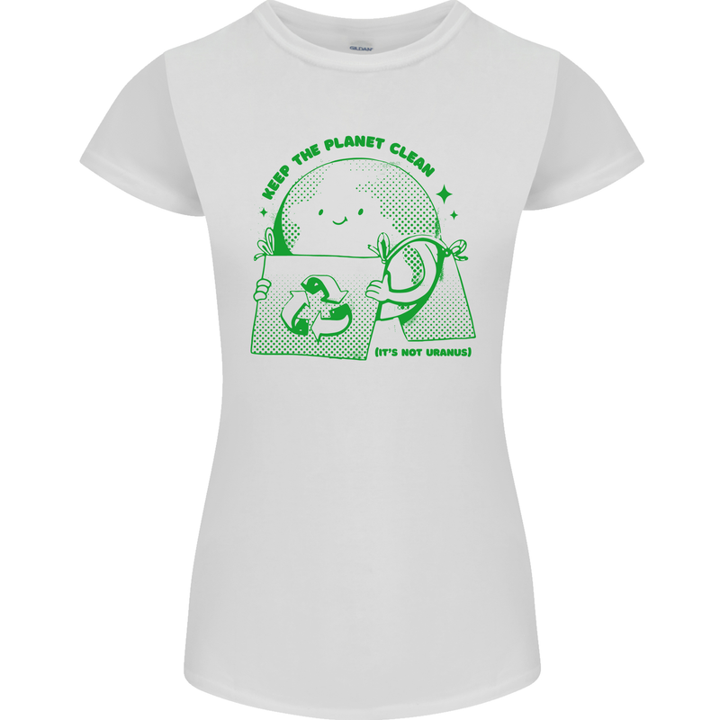 Climate Change Keep the Planet Clean Womens Petite Cut T-Shirt White