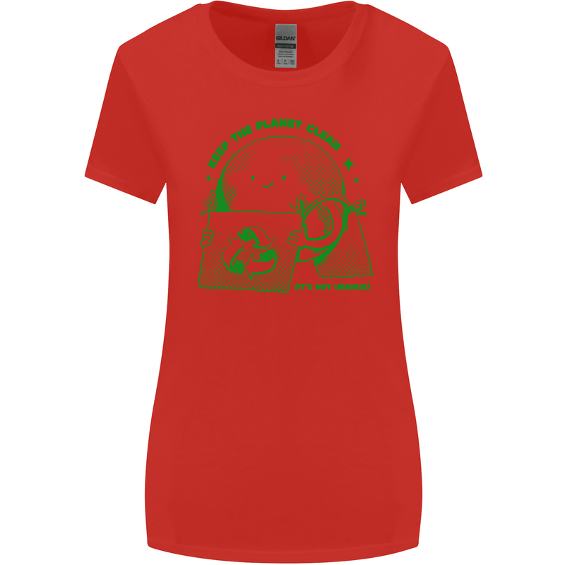 Climate Change Keep the Planet Clean Womens Wider Cut T-Shirt Red