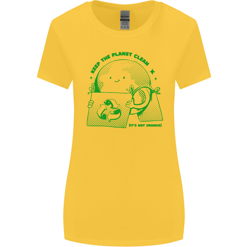 Climate Change Keep the Planet Clean Womens Wider Cut T-Shirt Yellow
