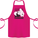 Climate Change Polar Bears Environment Cotton Apron 100% Organic Pink