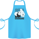 Climate Change Polar Bears Environment Cotton Apron 100% Organic Turquoise