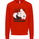 Climate Change Polar Bears Environment Kids Sweatshirt Jumper Bright Red