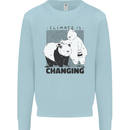Climate Change Polar Bears Environment Kids Sweatshirt Jumper Light Blue