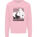 Climate Change Polar Bears Environment Kids Sweatshirt Jumper Light Pink