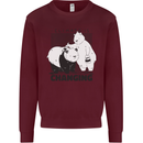 Climate Change Polar Bears Environment Kids Sweatshirt Jumper Maroon