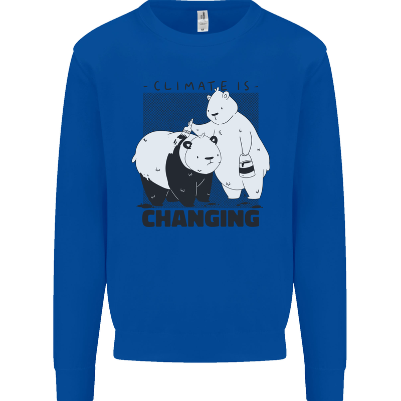 Climate Change Polar Bears Environment Kids Sweatshirt Jumper Royal Blue
