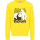 Climate Change Polar Bears Environment Kids Sweatshirt Jumper Yellow