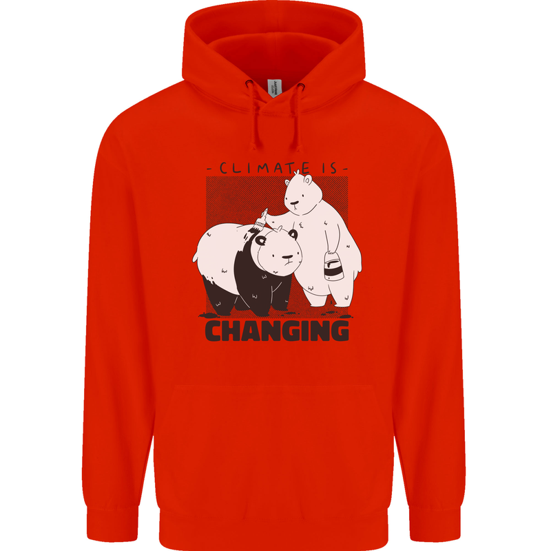 Climate Change Polar Bears Environment Mens 80% Cotton Hoodie Bright Red