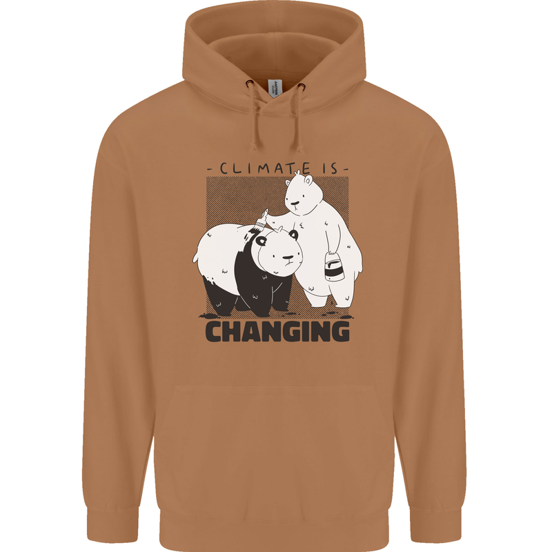 Climate Change Polar Bears Environment Mens 80% Cotton Hoodie Caramel Latte