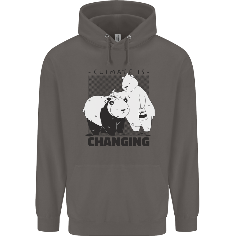 Climate Change Polar Bears Environment Mens 80% Cotton Hoodie Charcoal