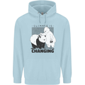 Climate Change Polar Bears Environment Mens 80% Cotton Hoodie Light Blue