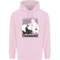 Climate Change Polar Bears Environment Mens 80% Cotton Hoodie Light Pink