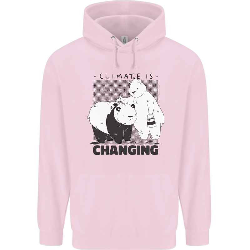 Climate Change Polar Bears Environment Mens 80% Cotton Hoodie Light Pink