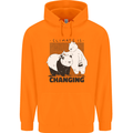 Climate Change Polar Bears Environment Mens 80% Cotton Hoodie Orange