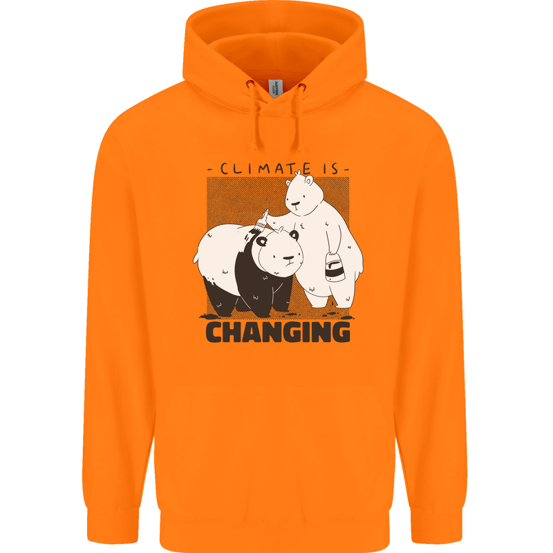 Climate Change Polar Bears Environment Mens 80% Cotton Hoodie Orange