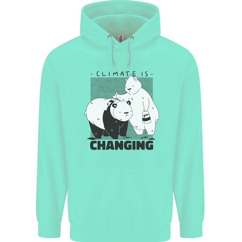 Climate Change Polar Bears Environment Mens 80% Cotton Hoodie Peppermint