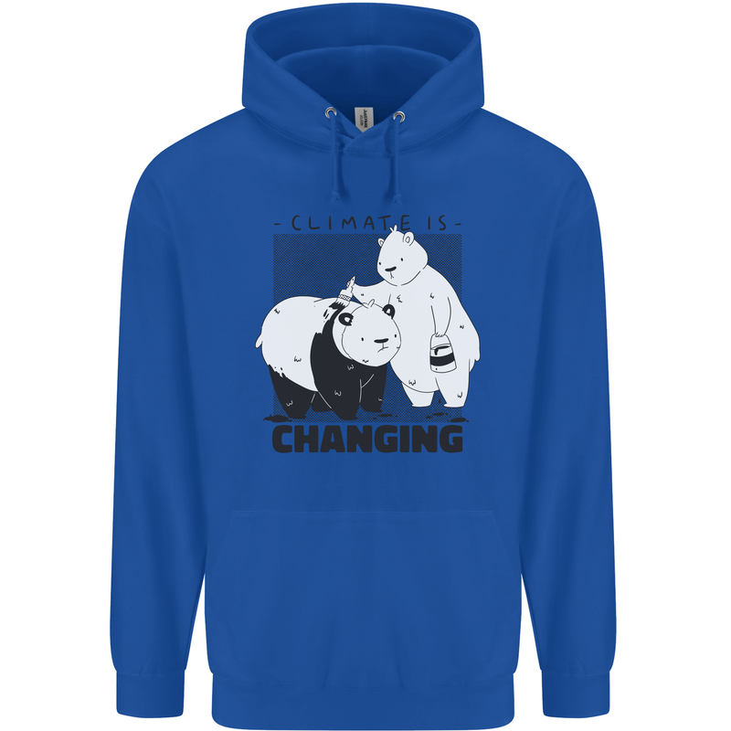 Climate Change Polar Bears Environment Mens 80% Cotton Hoodie Royal Blue