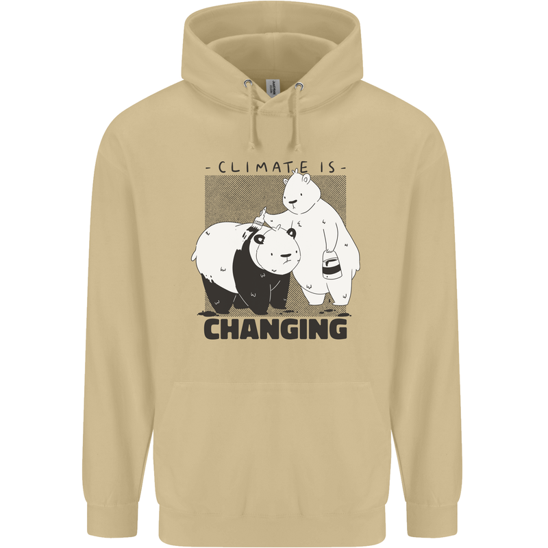 Climate Change Polar Bears Environment Mens 80% Cotton Hoodie Sand