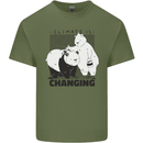 Climate Change Polar Bears Environment Mens Cotton T-Shirt Tee Top Military Green