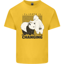 Climate Change Polar Bears Environment Mens Cotton T-Shirt Tee Top Yellow