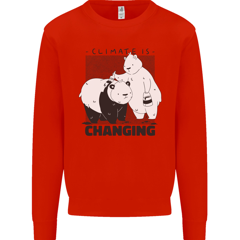 Climate Change Polar Bears Environment Mens Sweatshirt Jumper Bright Red