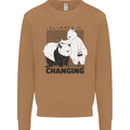 Climate Change Polar Bears Environment Mens Sweatshirt Jumper Caramel Latte