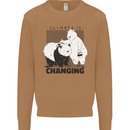 Climate Change Polar Bears Environment Mens Sweatshirt Jumper Caramel Latte
