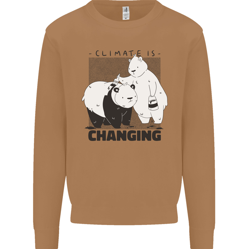 Climate Change Polar Bears Environment Mens Sweatshirt Jumper Caramel Latte
