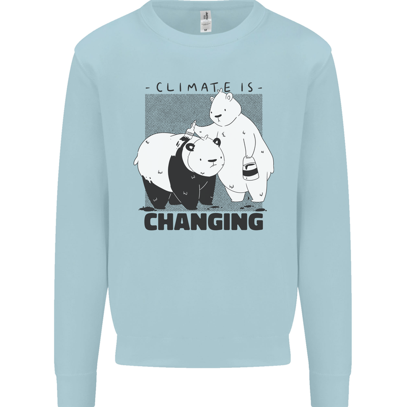 Climate Change Polar Bears Environment Mens Sweatshirt Jumper Light Blue