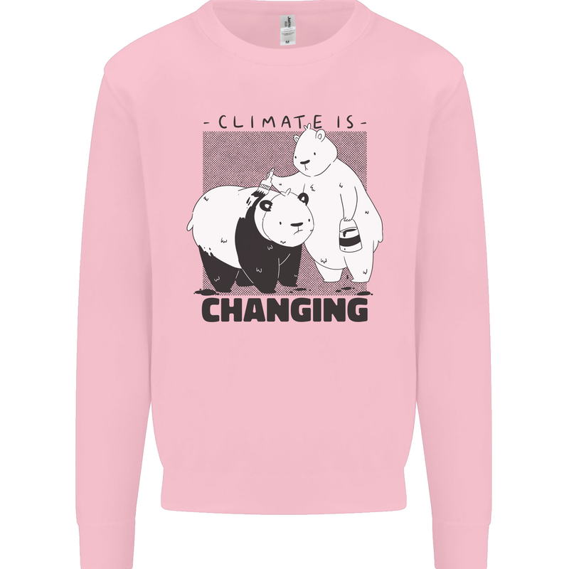Climate Change Polar Bears Environment Mens Sweatshirt Jumper Light Pink