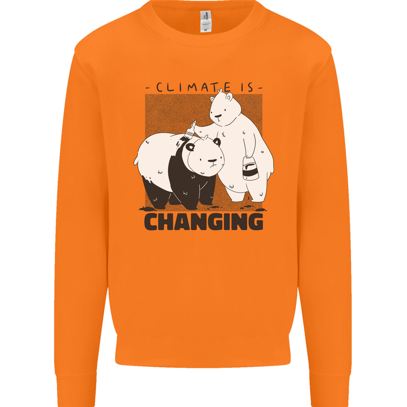 Climate Change Polar Bears Environment Mens Sweatshirt Jumper Orange