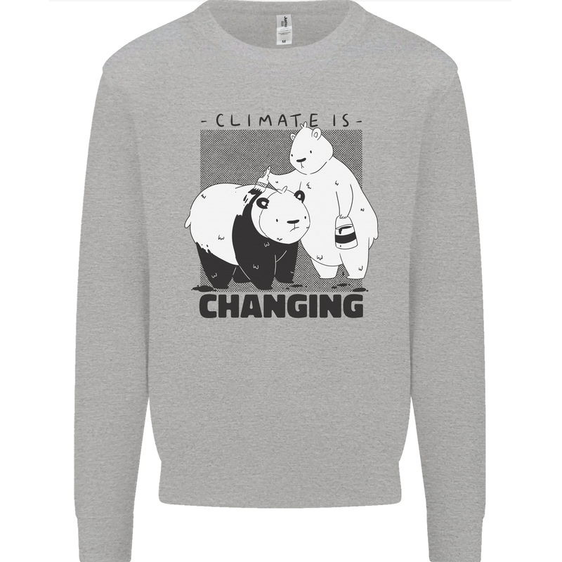 Climate Change Polar Bears Environment Mens Sweatshirt Jumper Sports Grey
