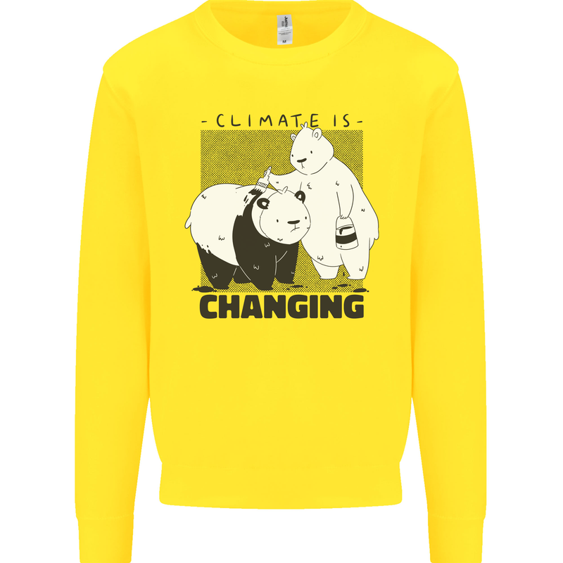 Climate Change Polar Bears Environment Mens Sweatshirt Jumper Yellow