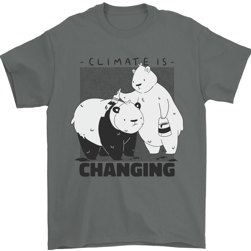 Climate Change Polar Bears Environment Mens T-Shirt 100% Cotton Charcoal