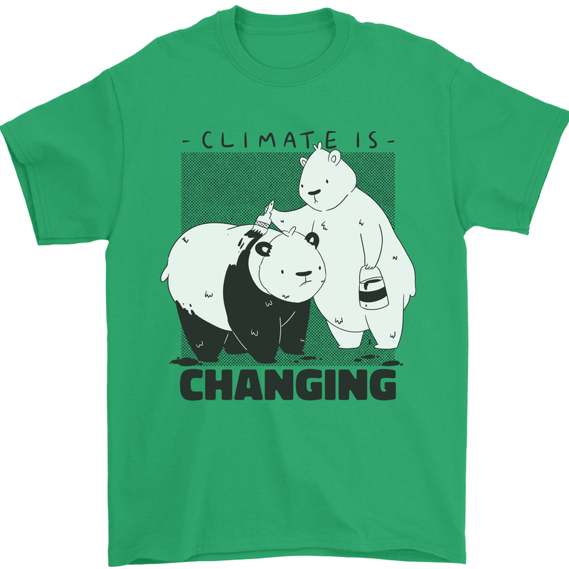 Climate Change Polar Bears Environment Mens T-Shirt 100% Cotton Irish Green