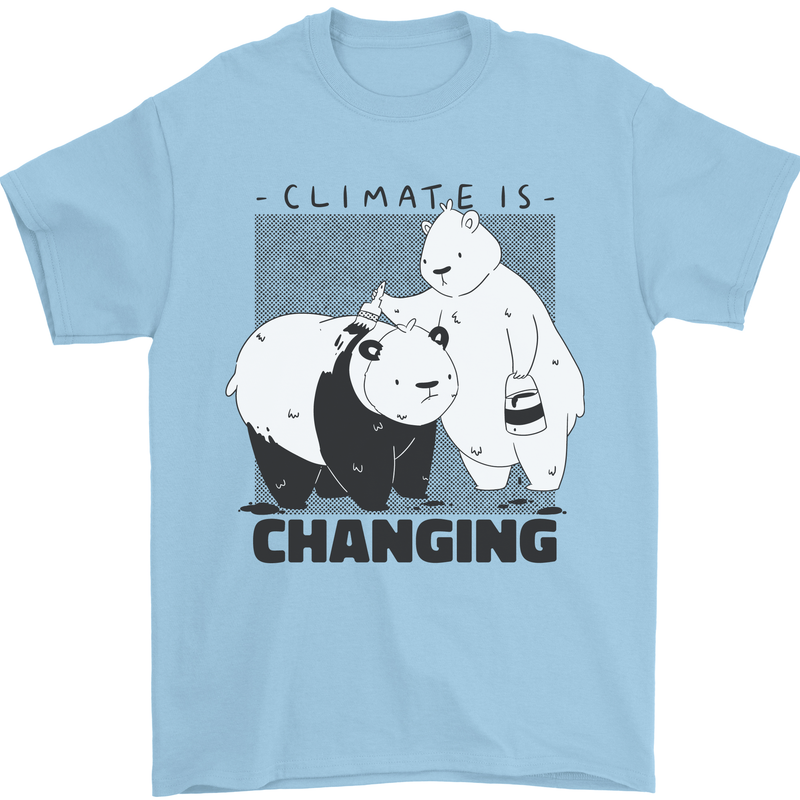 Climate Change Polar Bears Environment Mens T-Shirt 100% Cotton Light Blue