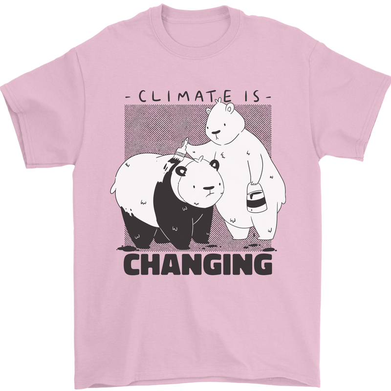 Climate Change Polar Bears Environment Mens T-Shirt 100% Cotton Light Pink