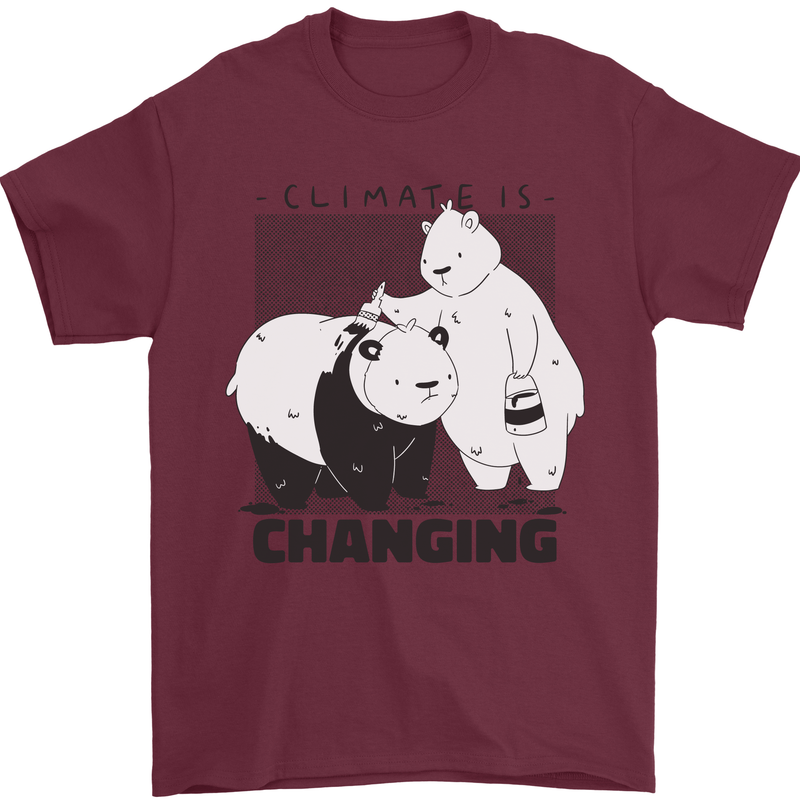 Climate Change Polar Bears Environment Mens T-Shirt 100% Cotton Maroon