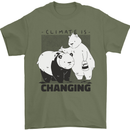 Climate Change Polar Bears Environment Mens T-Shirt 100% Cotton Military Green