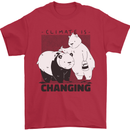 Climate Change Polar Bears Environment Mens T-Shirt 100% Cotton Red