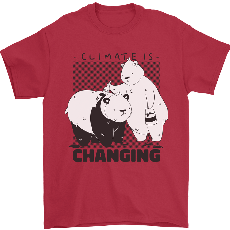 Climate Change Polar Bears Environment Mens T-Shirt 100% Cotton Red