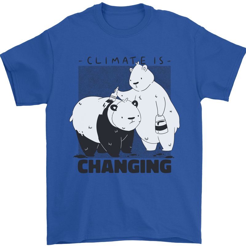 Climate Change Polar Bears Environment Mens T-Shirt 100% Cotton Royal Blue