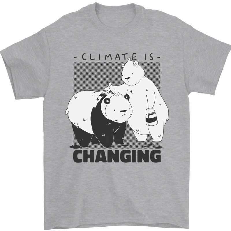 Climate Change Polar Bears Environment Mens T-Shirt 100% Cotton Sports Grey