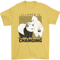 Climate Change Polar Bears Environment Mens T-Shirt 100% Cotton Yellow