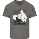 Climate Change Polar Bears Environment Mens V-Neck Cotton T-Shirt Charcoal
