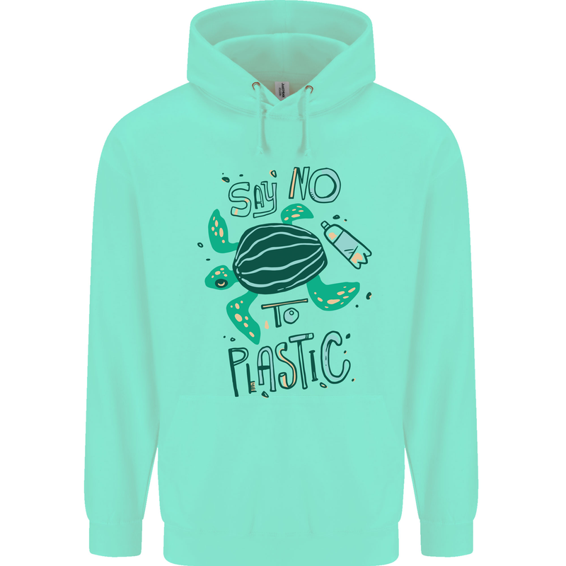 Climate Change Say No To Plastic Childrens Kids Hoodie Peppermint