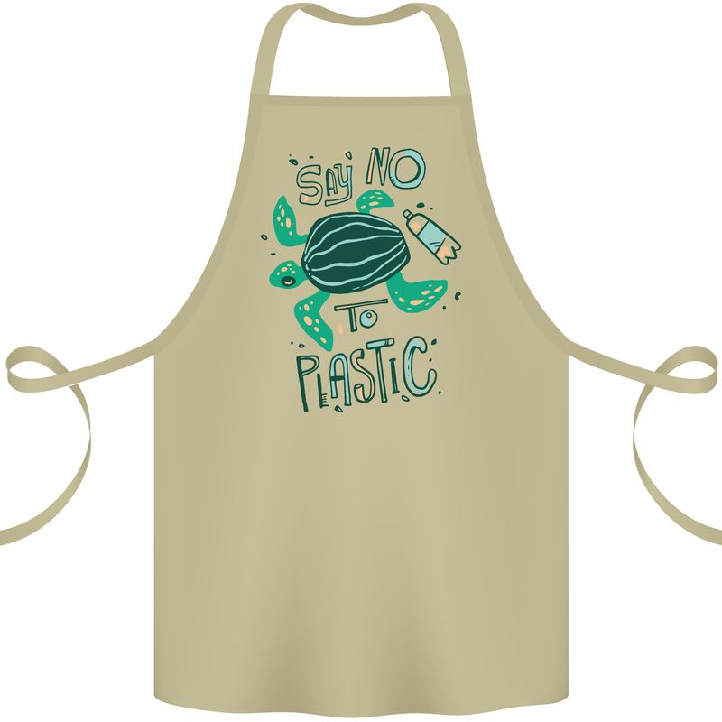 Climate Change Say No To Plastic Cotton Apron 100% Organic Khaki